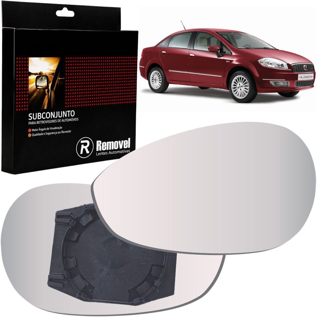Lente Retrovisor Esquerdo Fiat Linea 2008 A 2016