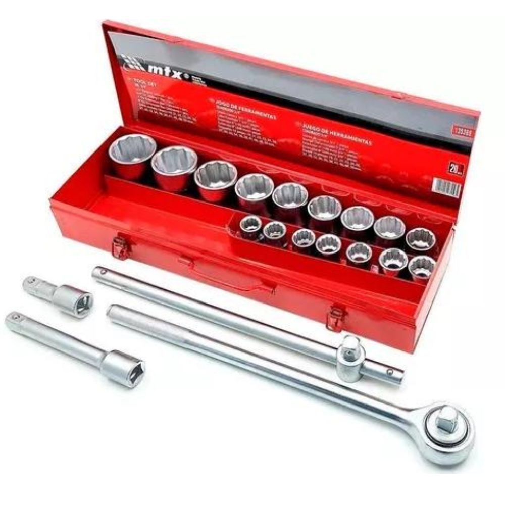 Jogo Soquetes Estriados 3/4" 20pçs 135369 MTX Jogo Soquetes Estriados 3/4" 20pçs 135369 MTX
