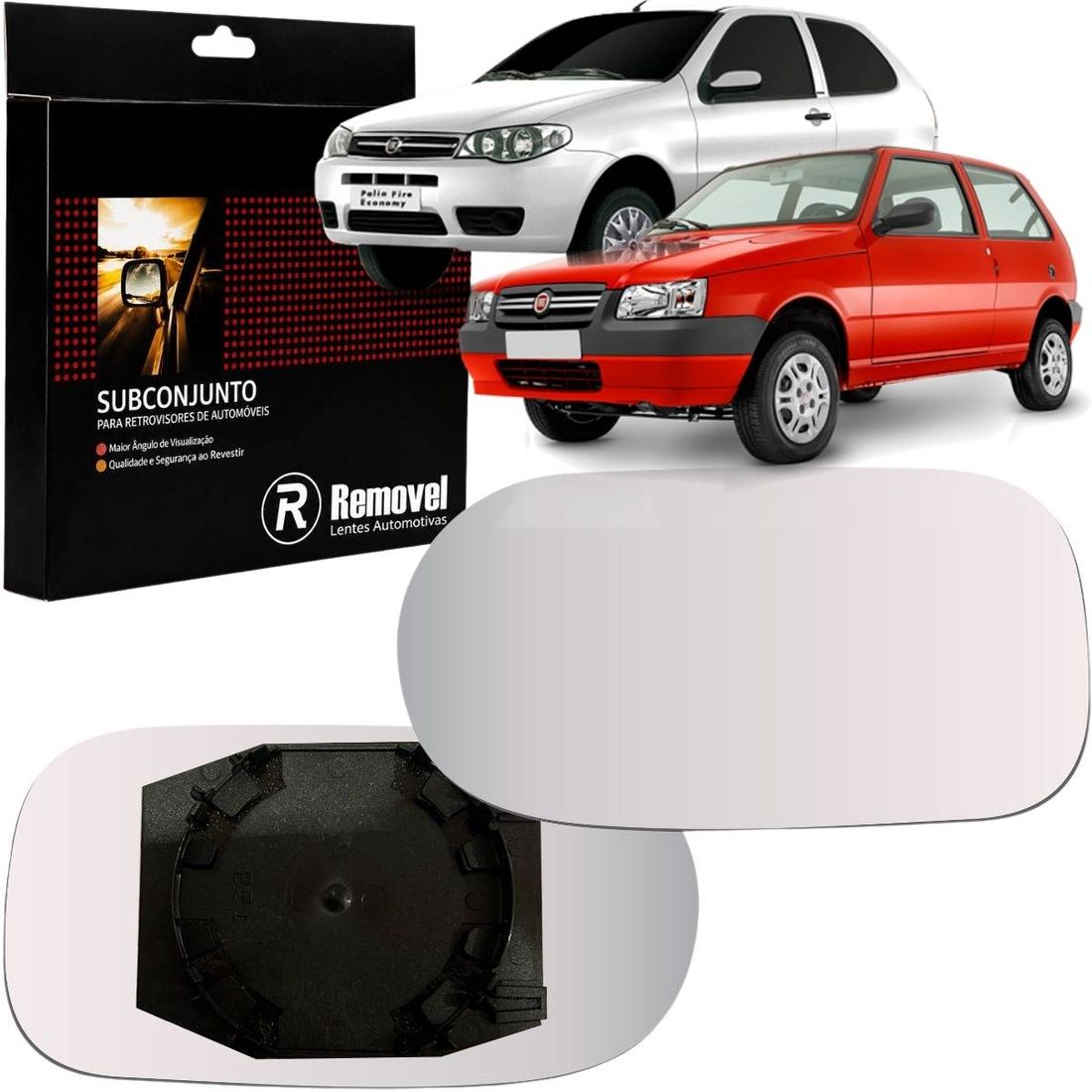 Lente Retrovisor Esquerdo Fiat Palio Strada Siena 2004/2010 Uno 2005/2010 (Modelo Ficosa)