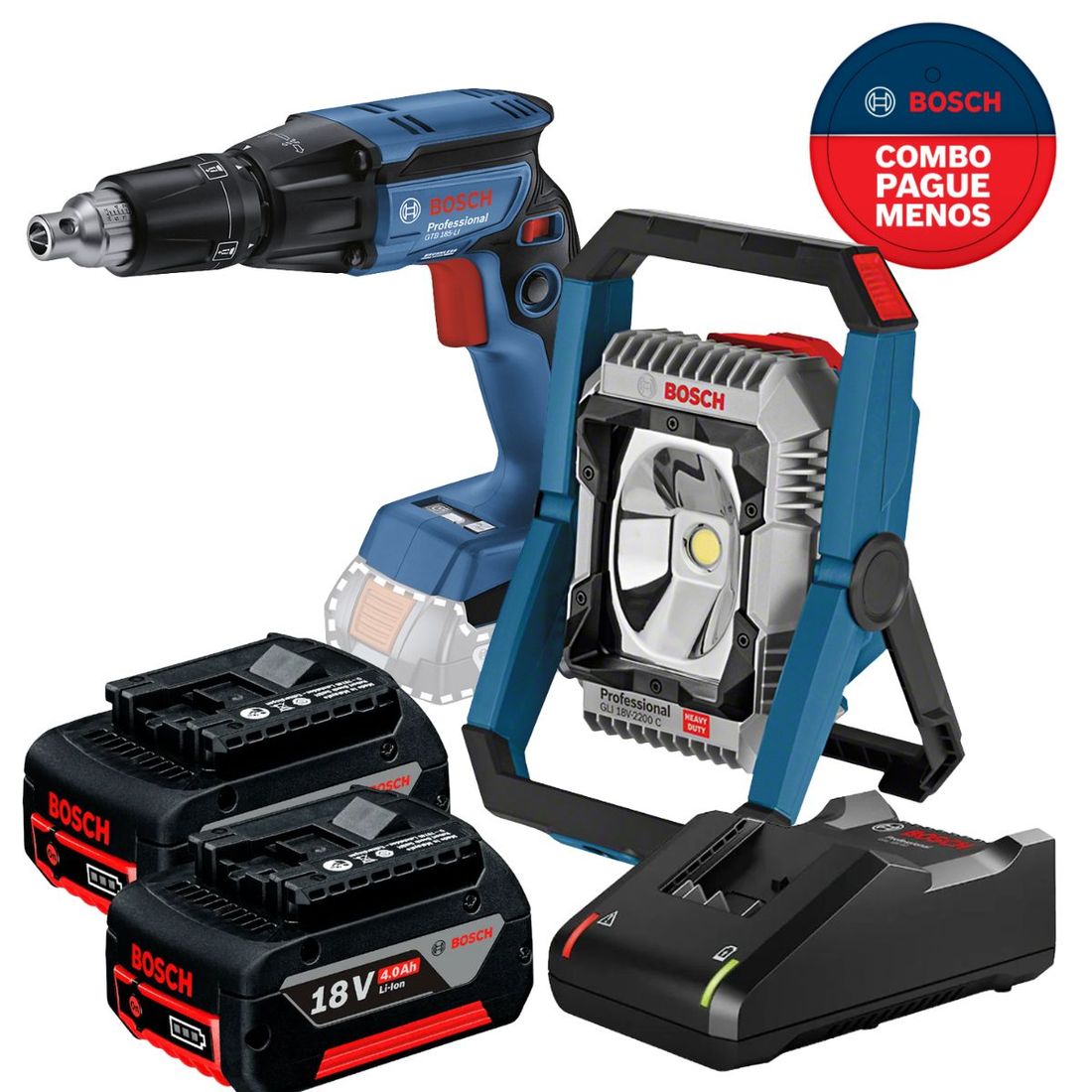 Combo Refletor Sem Fio + Parafusadeira Drywall Com 2 Baterias 18v 4ah e Carregador