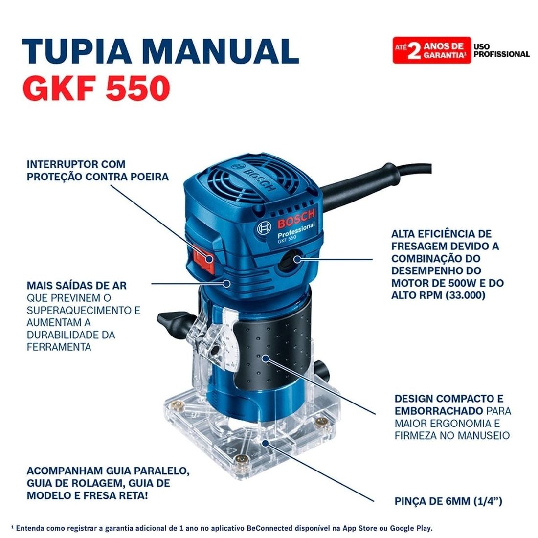 Tupia Manual Bosch GKF 550 550W 220V Tupia Manual Bosch GKF 550 550W 220V