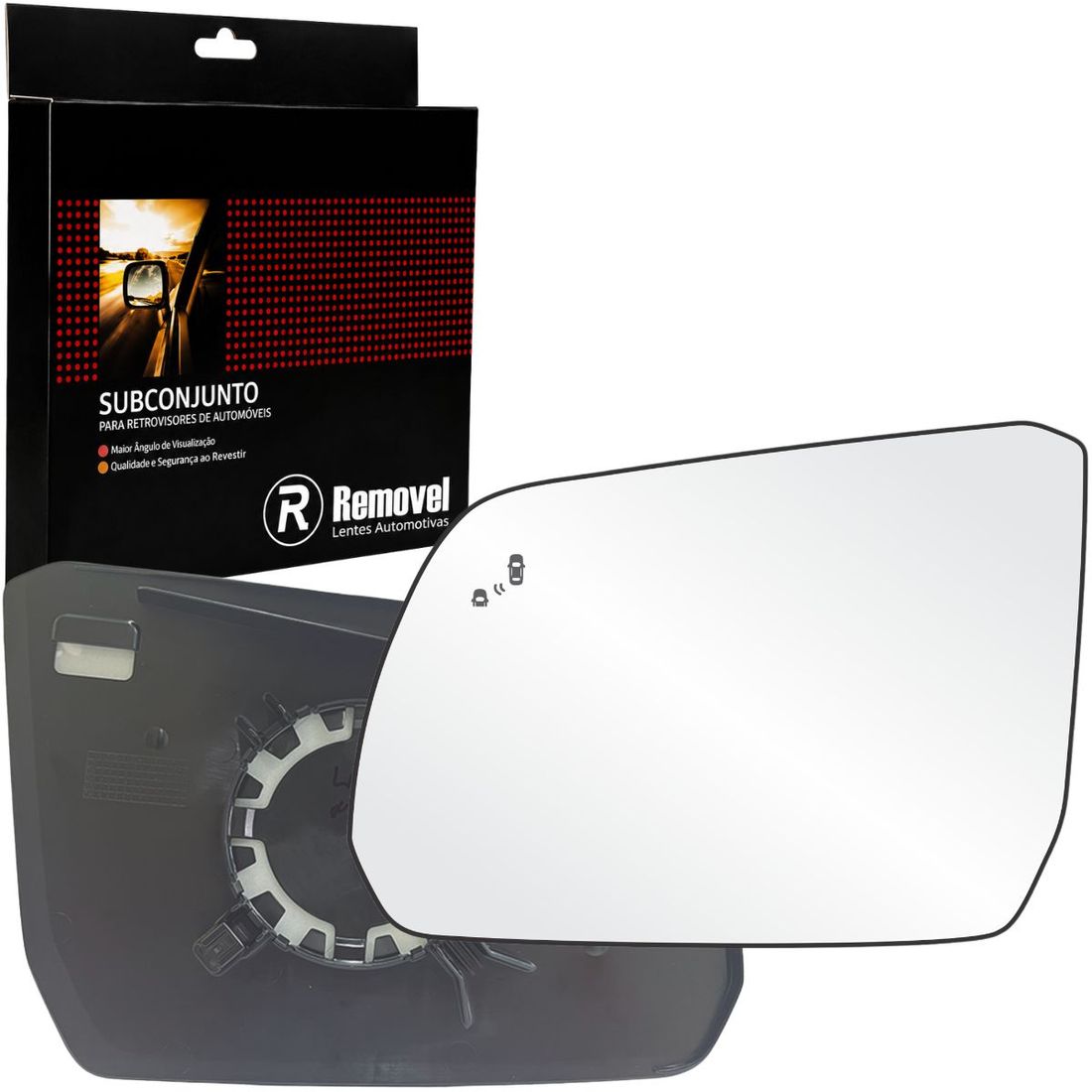 Lente Retrovisor Esquerdo Ford Ranger 2023 Em Diante (C/Sensor Ponto Cego)