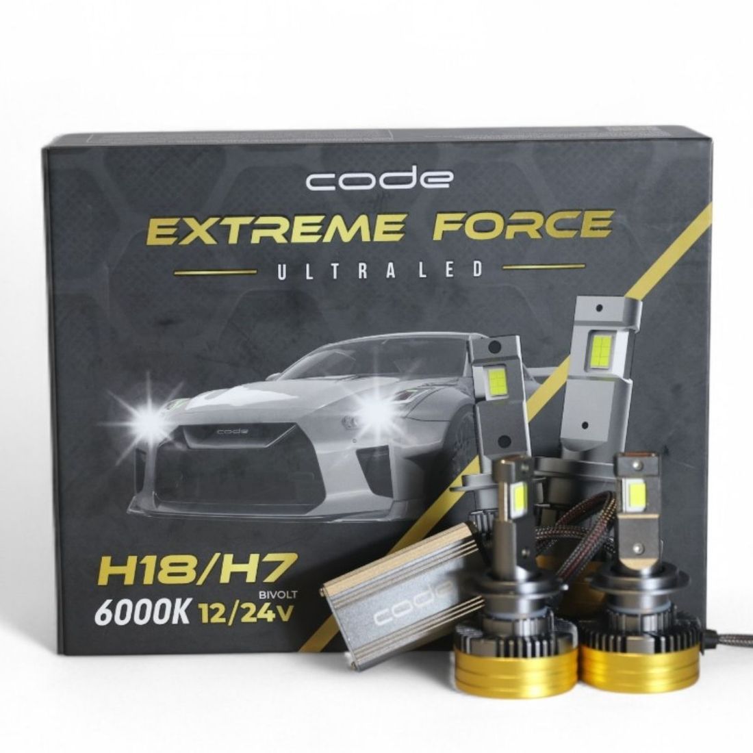 Kit 2 Lâmpadas Ultra Led Code Extreme Force H18 H7 6000K