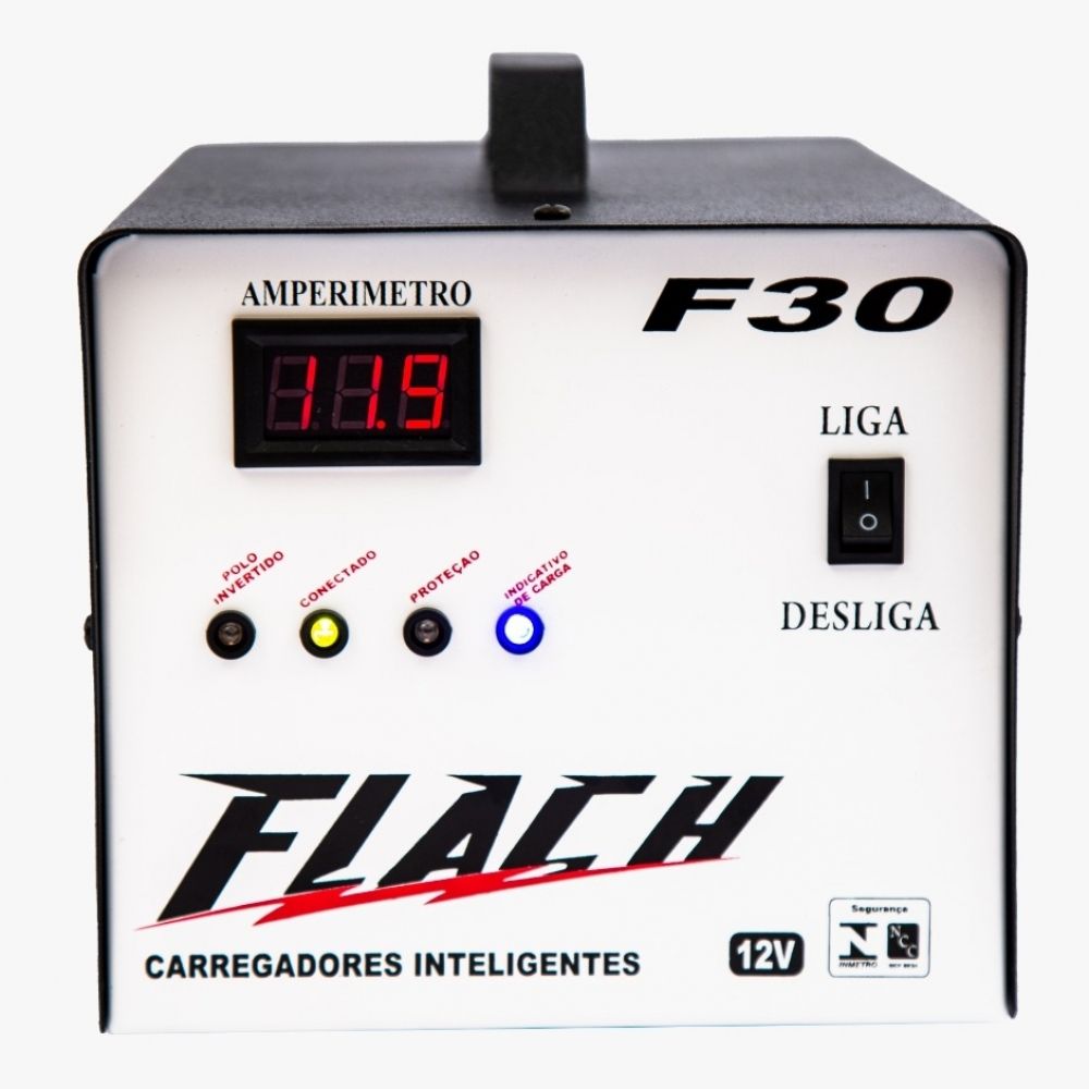 Carregador Baterias 12v 30Ah C/Display Flach F30