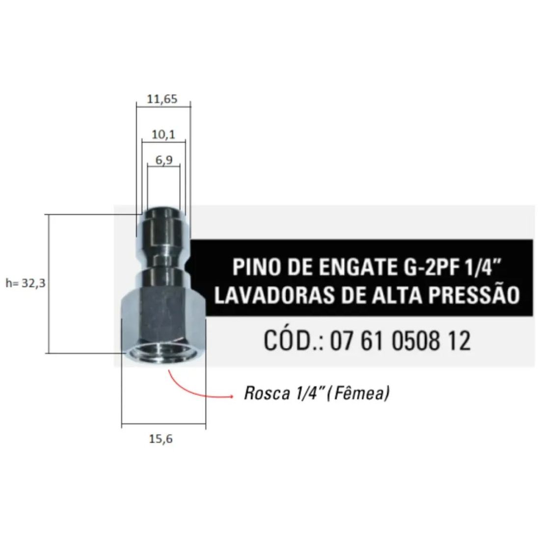 Pino Engate Rápido 1/4 G-2PF Lavadora de Alta Pressão SGT