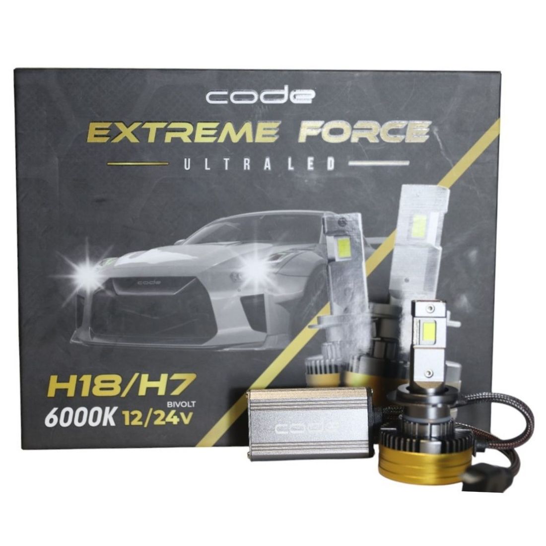 Kit 2 Lâmpadas Ultra Led Code Extreme Force H18 H7 6000K
