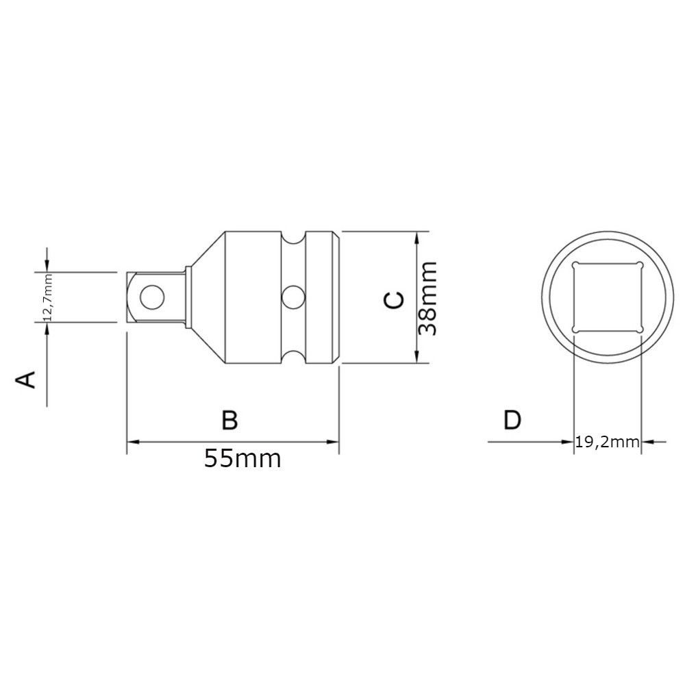 Adaptador para soquetes de impacto Tramontina 3/4" F x 1/2" M 44899/102 Adaptador para soquetes de impacto Tramontina 3/4" F x 1/2" M 44899/102