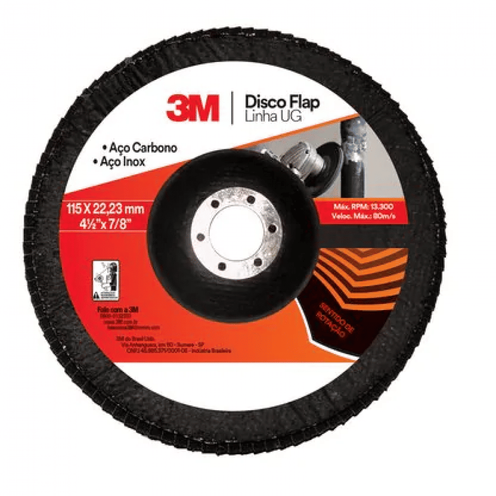 Disco Flap 4.1/2" Grão 40 115 X 22mm HB004615652 3M Disco Flap 4.1/2" Grão 40 115 X 22mm HB004615652 3M