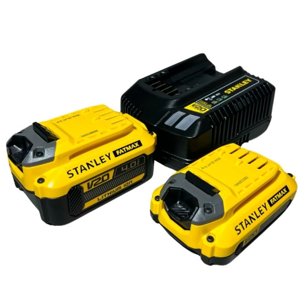 Kit 1 Bateria 20V 4Ah + 1 Bateria 2Ah SCB224CK-BR Stanley Carregador e Bolsa Kit 1 Bateria 20V 4Ah + 1 Bateria 2Ah SCB224CK-BR Stanley Carregador e Bolsa