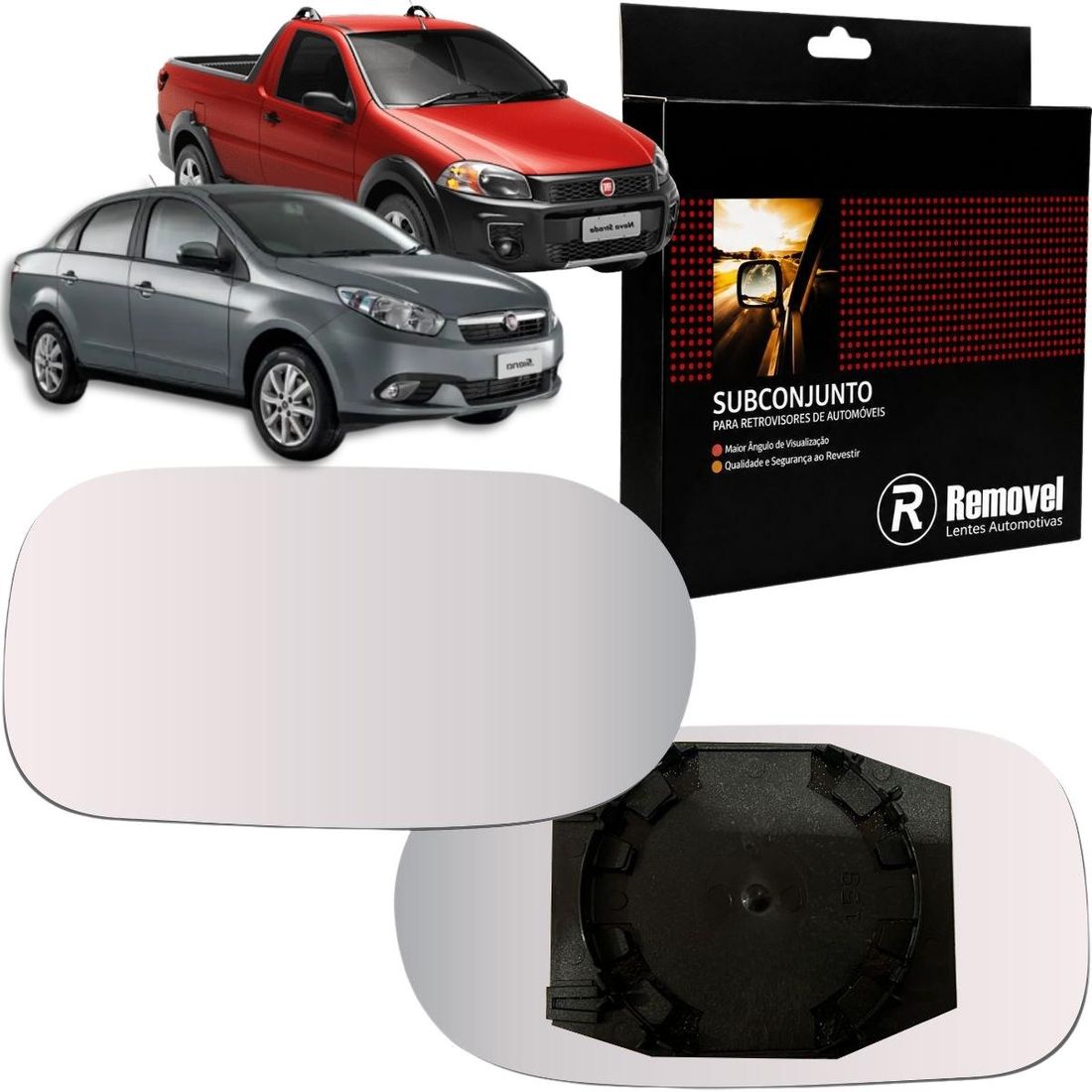 Lente Retrovisor Direito Fiat Palio Strada Siena 2004/2010 Uno 2005/2010 (Modelo Ficosa)