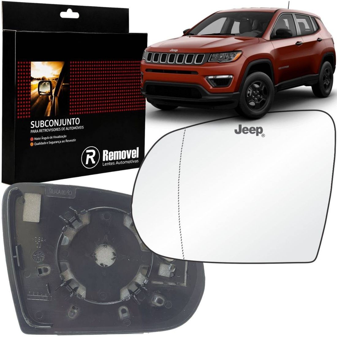Lente Retrovisor Esquerdo Jeep Compass 2016 Em Diante - Asférico