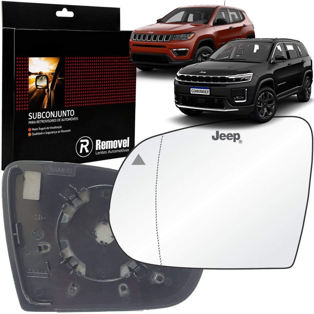 Lente Retrovisor Esquerdo Jeep Compass Commander C/Imagem do Sensor
