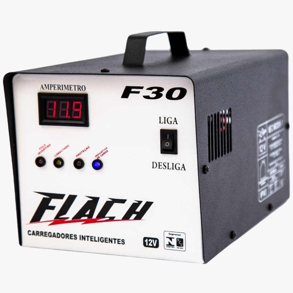 Carregador Baterias 12v 30Ah C/Display Flach F30