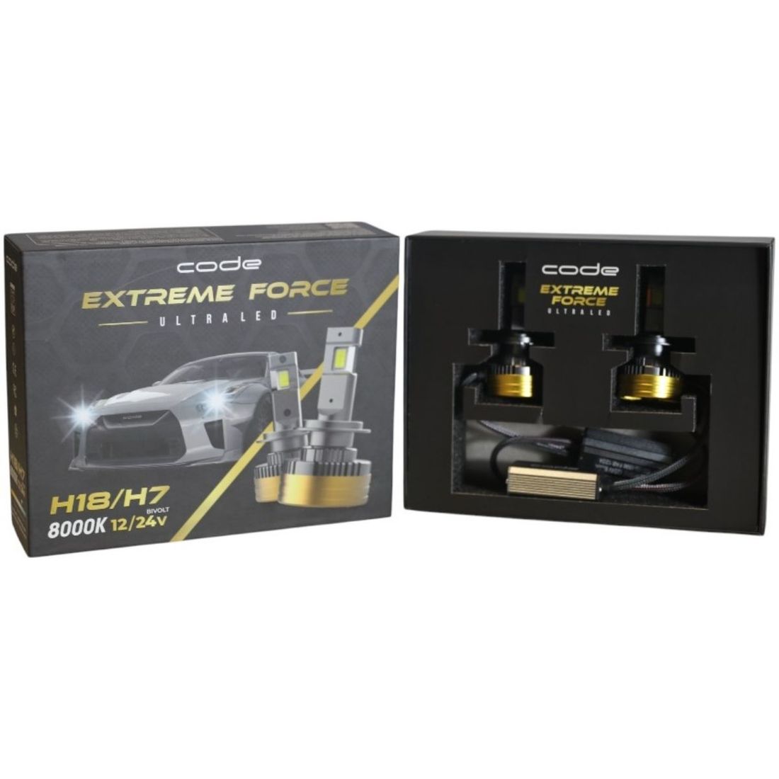 Kit 2 Lâmpadas Ultra Led Code Extreme Force H18 H7 8000K