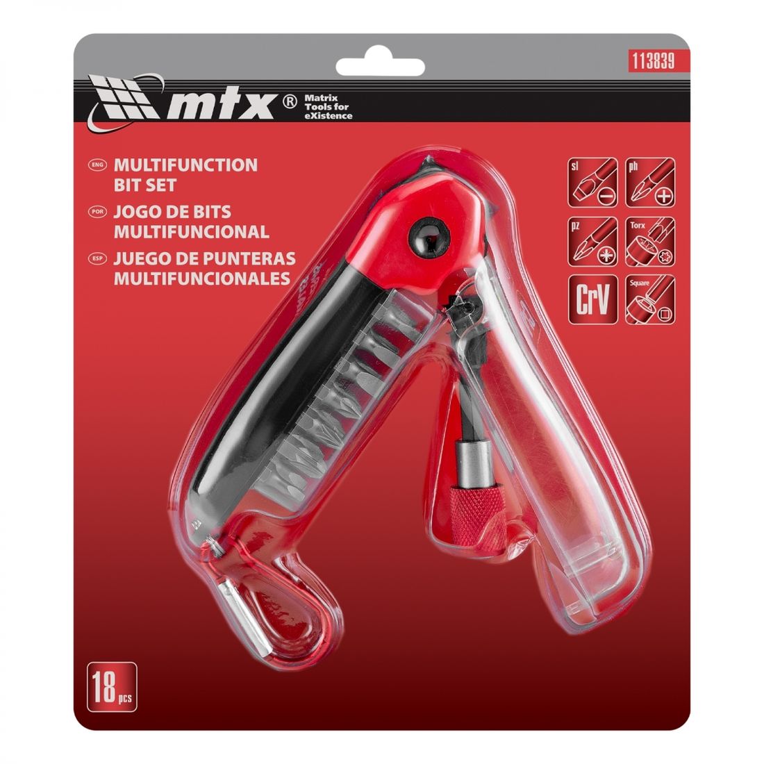 Jogo de Bits com Adaptador Magnético 18 Peças MTX