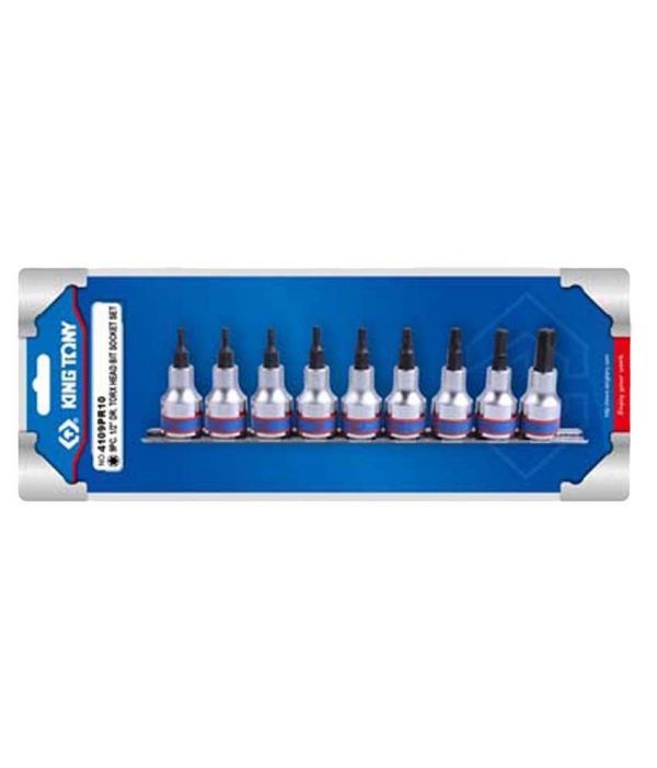 Jogo Chave Soquete Torx T20-T60 Encaixe 1/2" 9pçs 4109PR10 King Tony Jogo Chave Soquete Torx T20-T60 Encaixe 1/2" 9pçs 4109PR10 King Tony