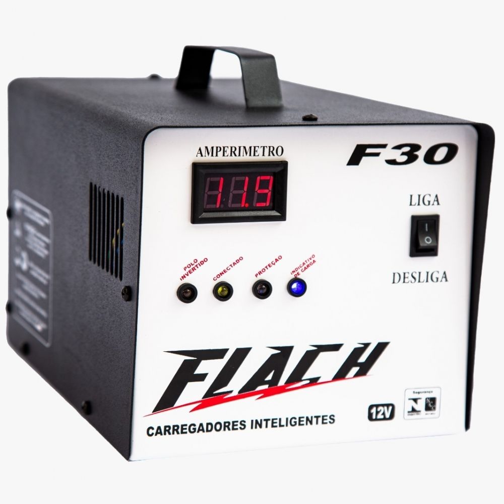 Carregador Baterias 12v 30Ah C/Display Flach F30