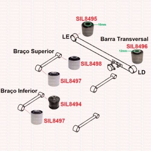 Bucha Traseira Braço Inferior Pajero TR4 2002 a 2015 - Sampel