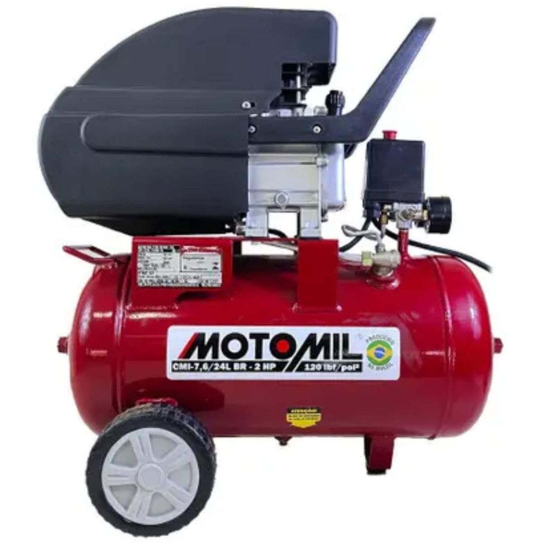 Motocompressor 7,6 Pés 24L 120PSI 2Cv 220V Motomil CMI-7,6/24 BR