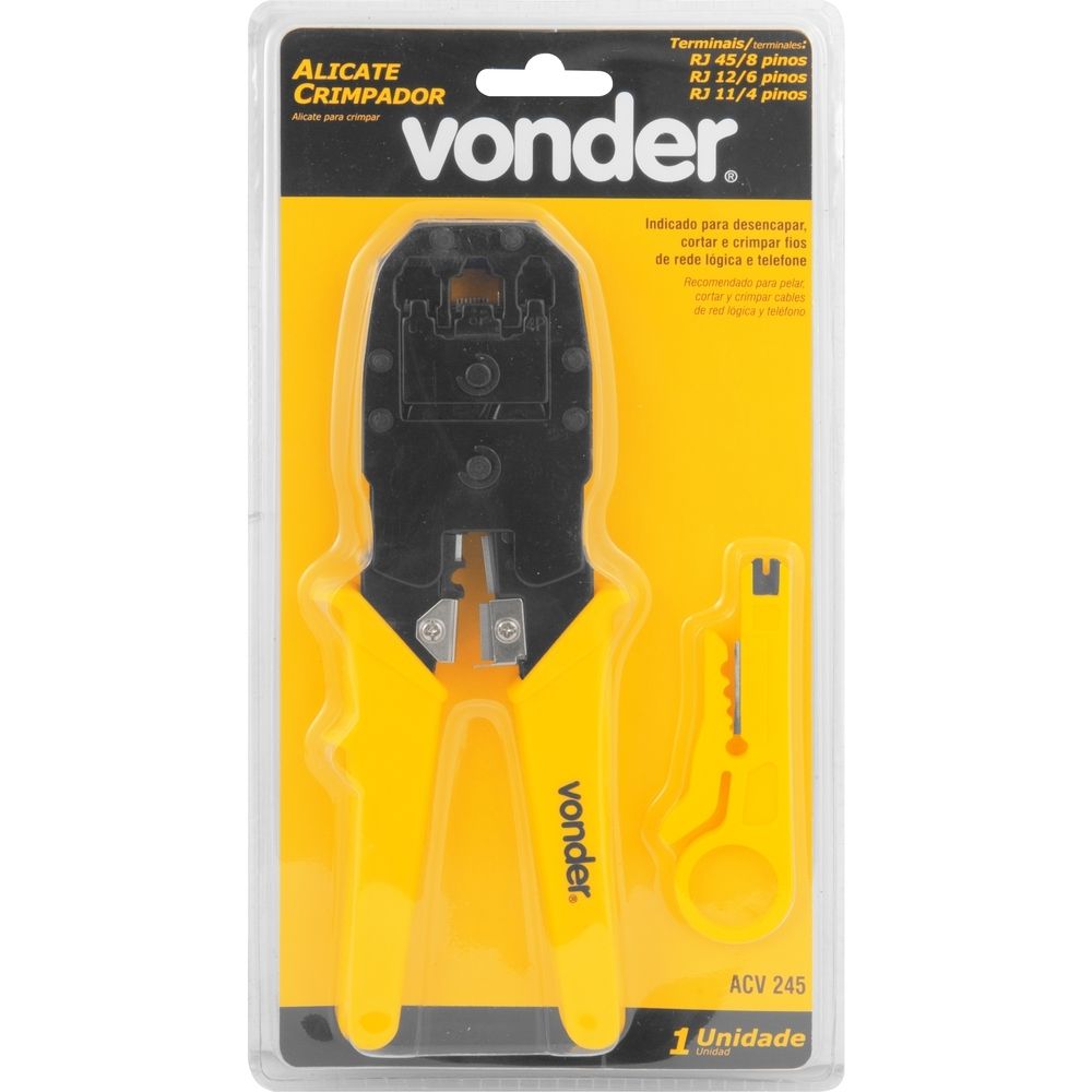 Alicate Crimpador Vonder Para RJ11/12/45 - 4 , 6 e 8 Pinos