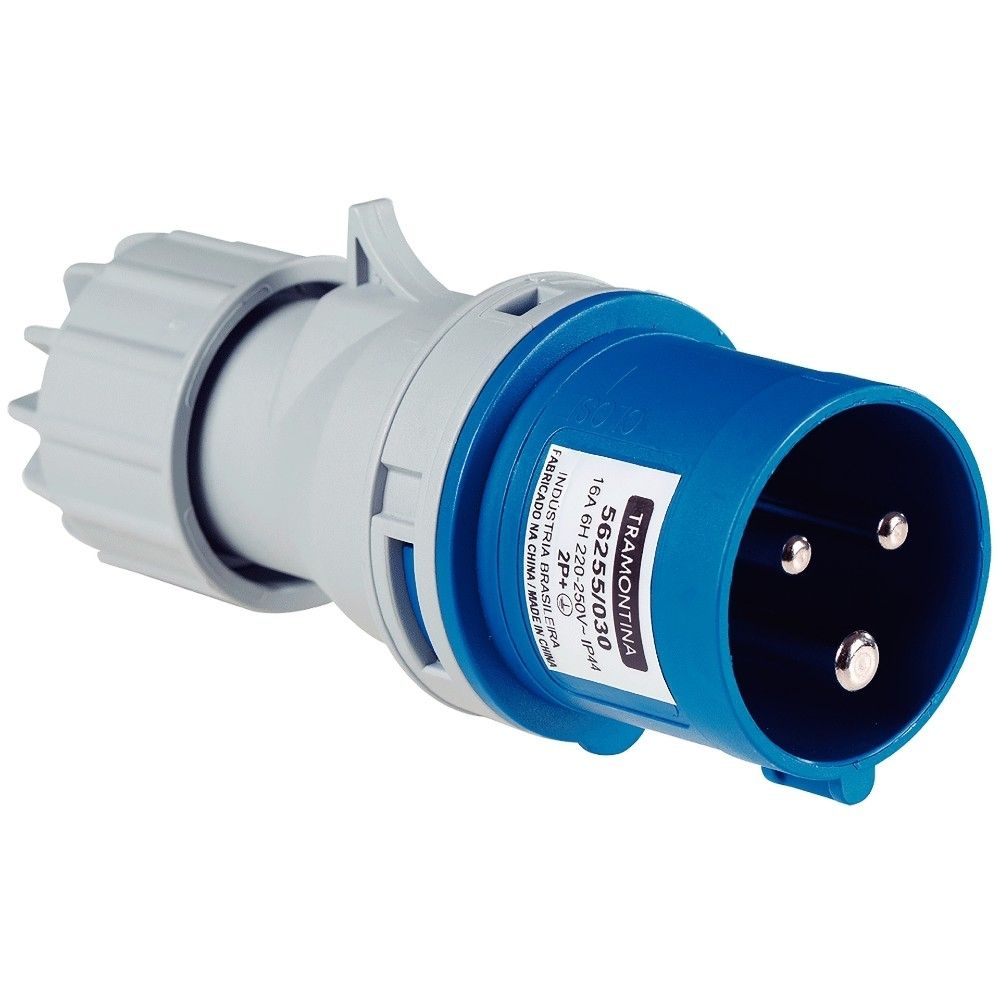Plugue Industrial Móvel 2P+T 16A 220V 6H IP44 Tramontina 56255/030
