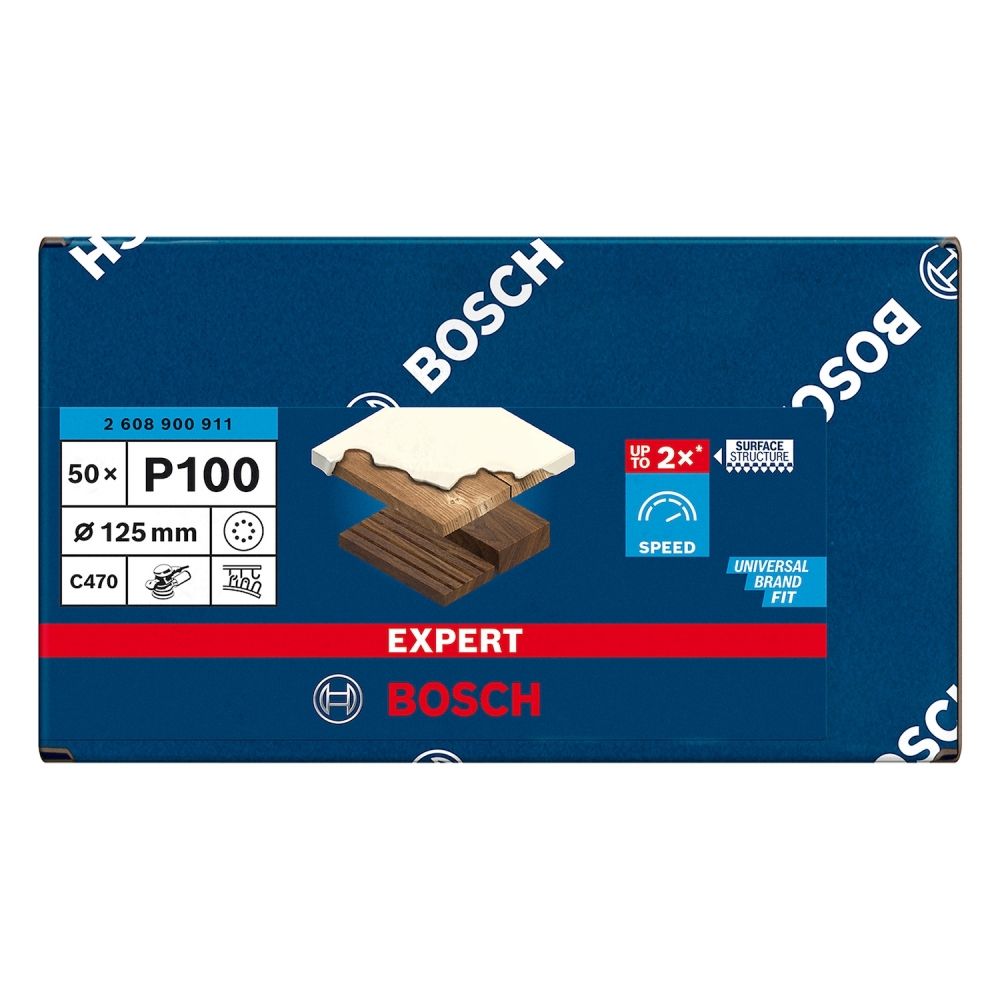 Disco Lixa Com Velcro Bosch 5" (125mm) 8 Furos Grão 100 2608900911