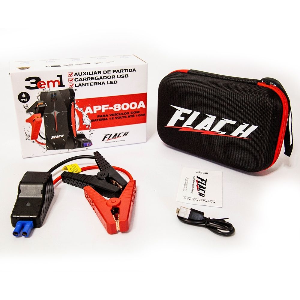 Auxiliar Partida Portátil C/Carregador Flach 800A
