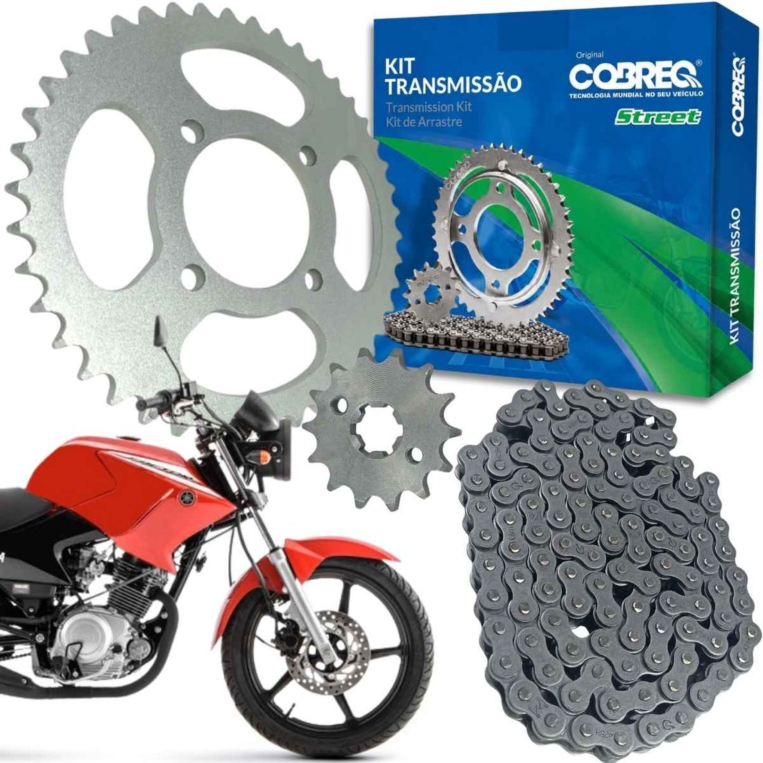 Kit Relação Cobreq Yamaha YBR Factor 125 De 2003 A 2016 Kit Relação Cobreq Yamaha YBR Factor 125 De 2003 A 2016