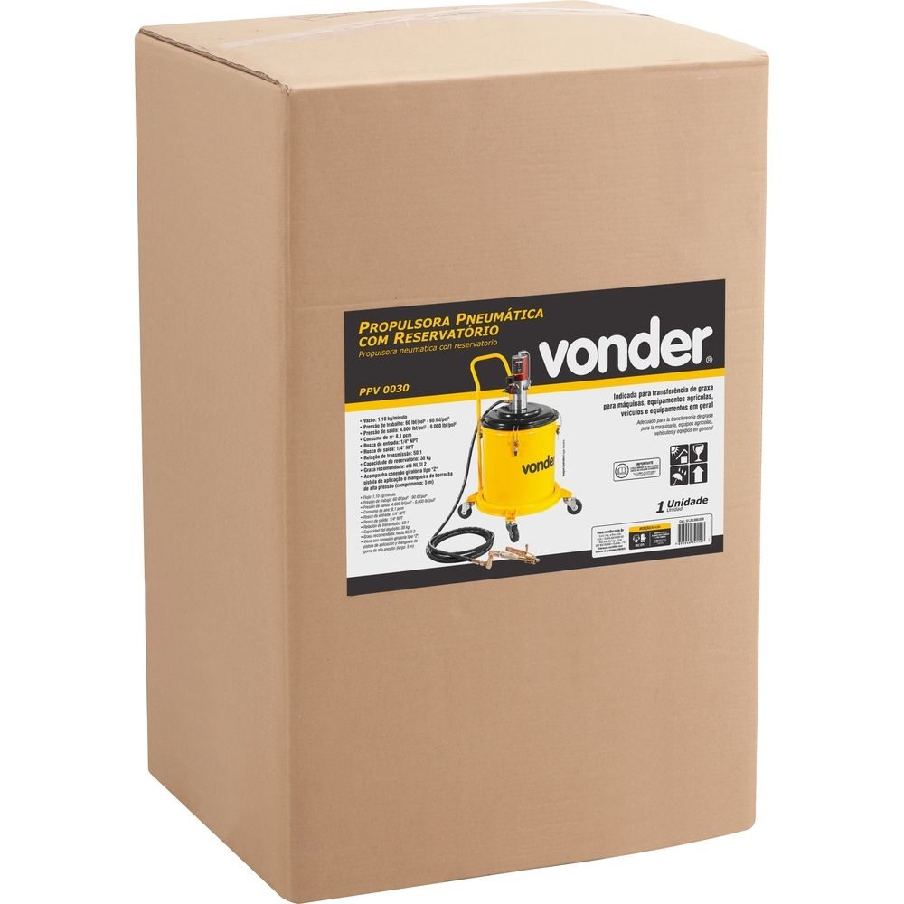 Propulsora Pneumática Graxa Balde 30kg Vonder 5120030000
