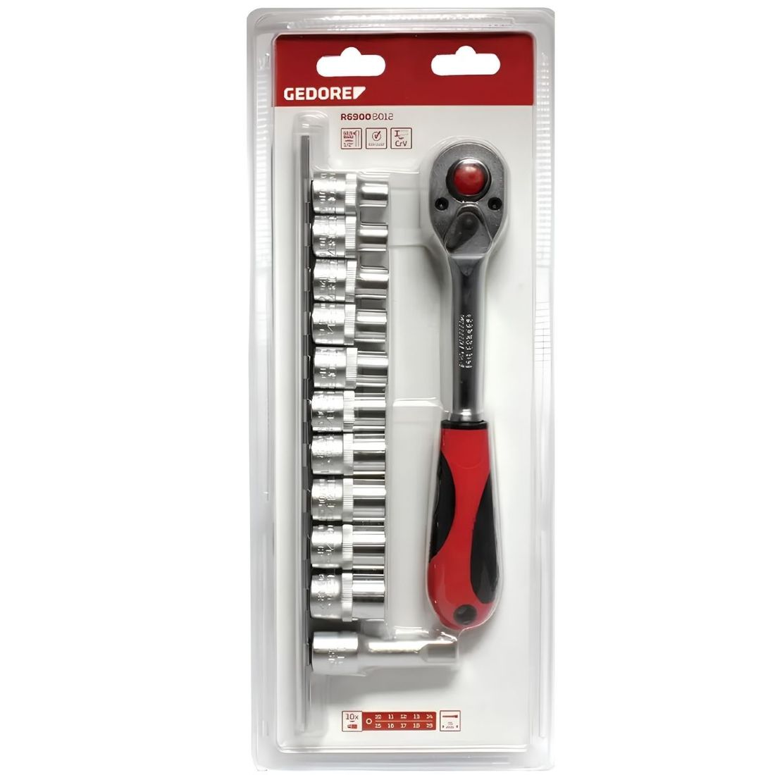 Jogo Soquete Sextavado Gedore Red 10-19 Encaixe 1/2" 12pçs Jogo Soquete Sextavado Gedore Red 10-19 Encaixe 1/2" 12pçs
