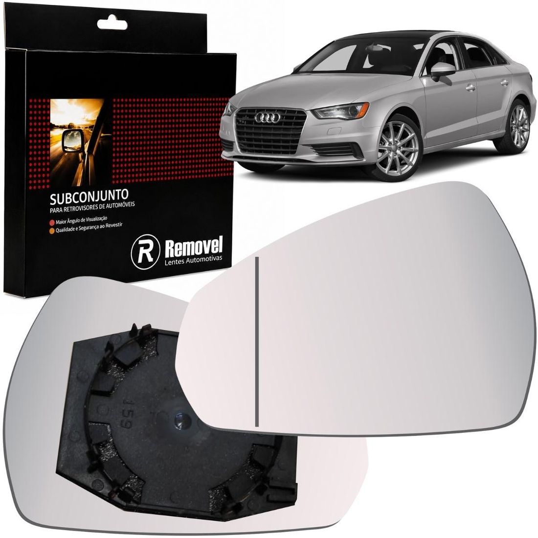 Lente Retrovisor Esquerdo Audi A3 2015 A 2018