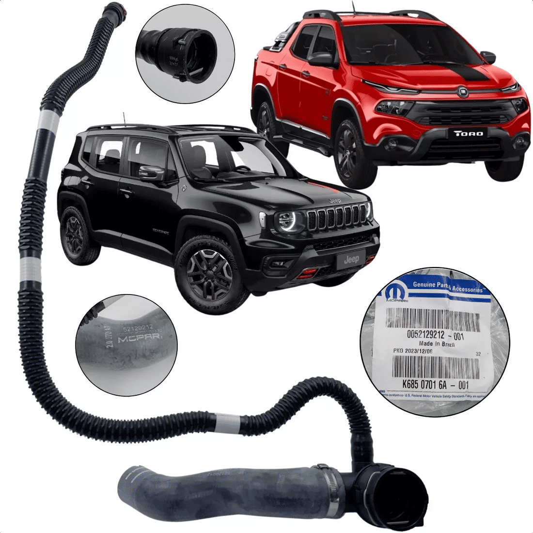 Mangueira Fiat Inferior Radiador Toro 2.0 16/... Jeep Renegade 2.0 15/... 52129212