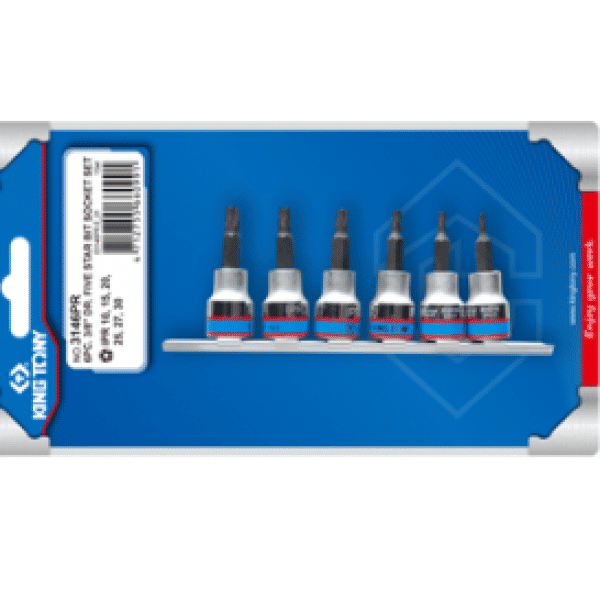 Jogo Soquetes Torx Plus 5 Pontas C/Guia 6pçs 3146PR King Tony Jogo Soquetes Torx Plus 5 Pontas C/Guia 6pçs 3146PR King Tony