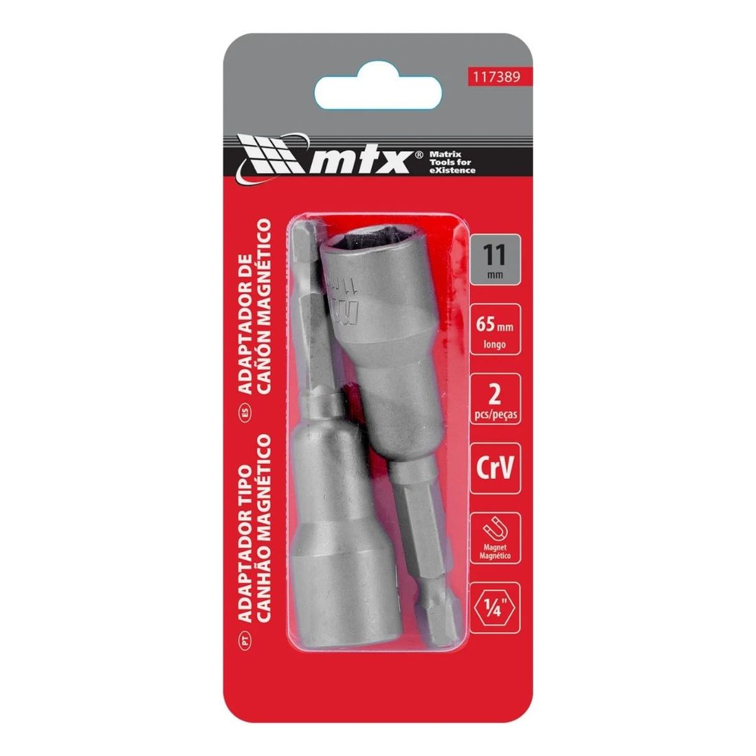 Soquete Magnético para Parafusadeira MTX 11 x 65 mm - Jogo com 2 Peças Soquete Magnético para Parafusadeira MTX 11 x 65 mm - Jogo com 2 Peças