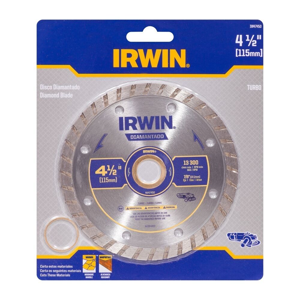 Disco Diamantado Turbo Irwin 4.1/2 Furo 22mm Disco Diamantado Turbo Irwin 4.1/2 Furo 22mm