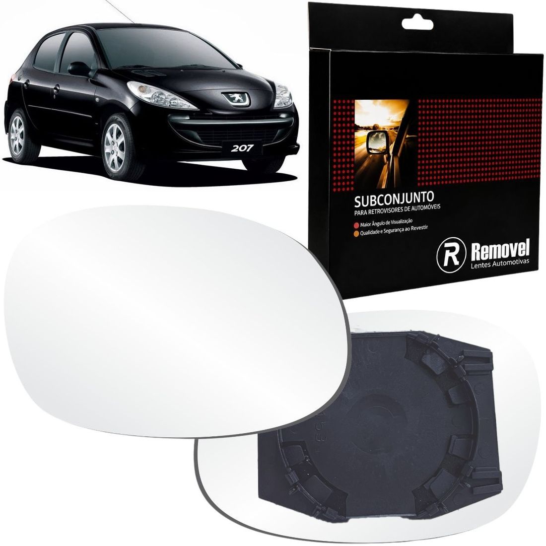 Lente Retrovisor Direito Peugeot 206 1999 A 2009 207 2009 A 2014 Lente Retrovisor Direito Peugeot 206 1999 A 2009 207 2009 A 2014