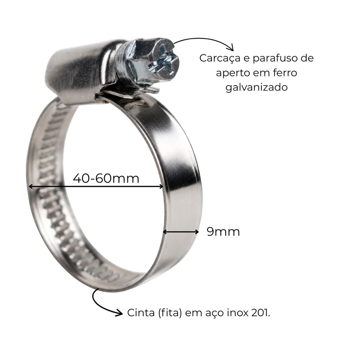 Abraçadeira Sem Fim 40-60mm Chapa 9mm Coremma
