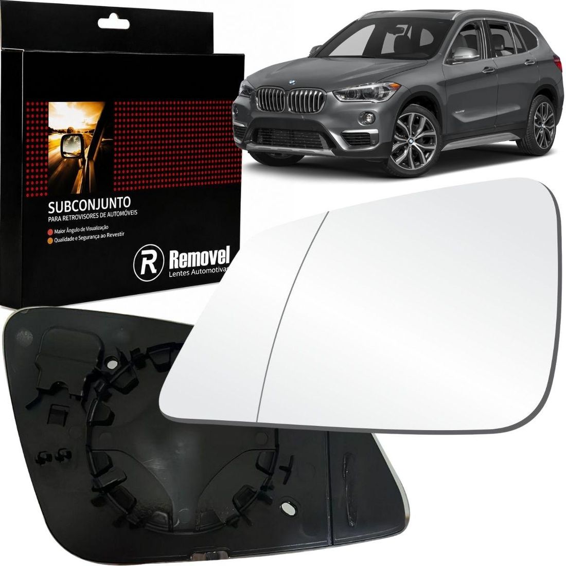 Lente Retrovisor Esquerdo BMW X1 Após 2016 Asférico Térmico