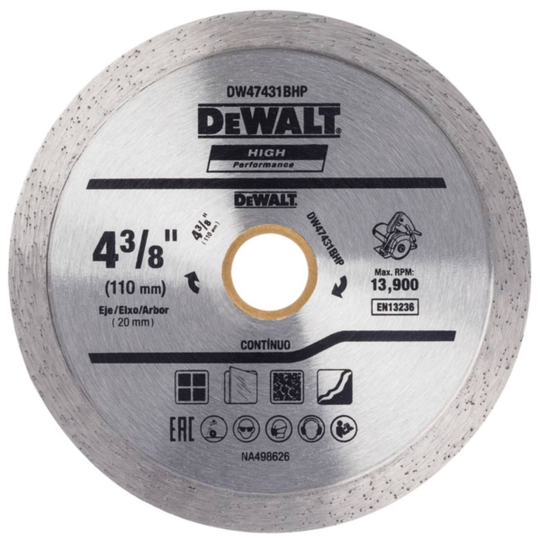 DISCO DIAMANTADO CONTÍNUO 110X20 MILÍMETROS DEWALT DISCO DIAMANTADO CONTÍNUO 110X20 MILÍMETROS DEWALT