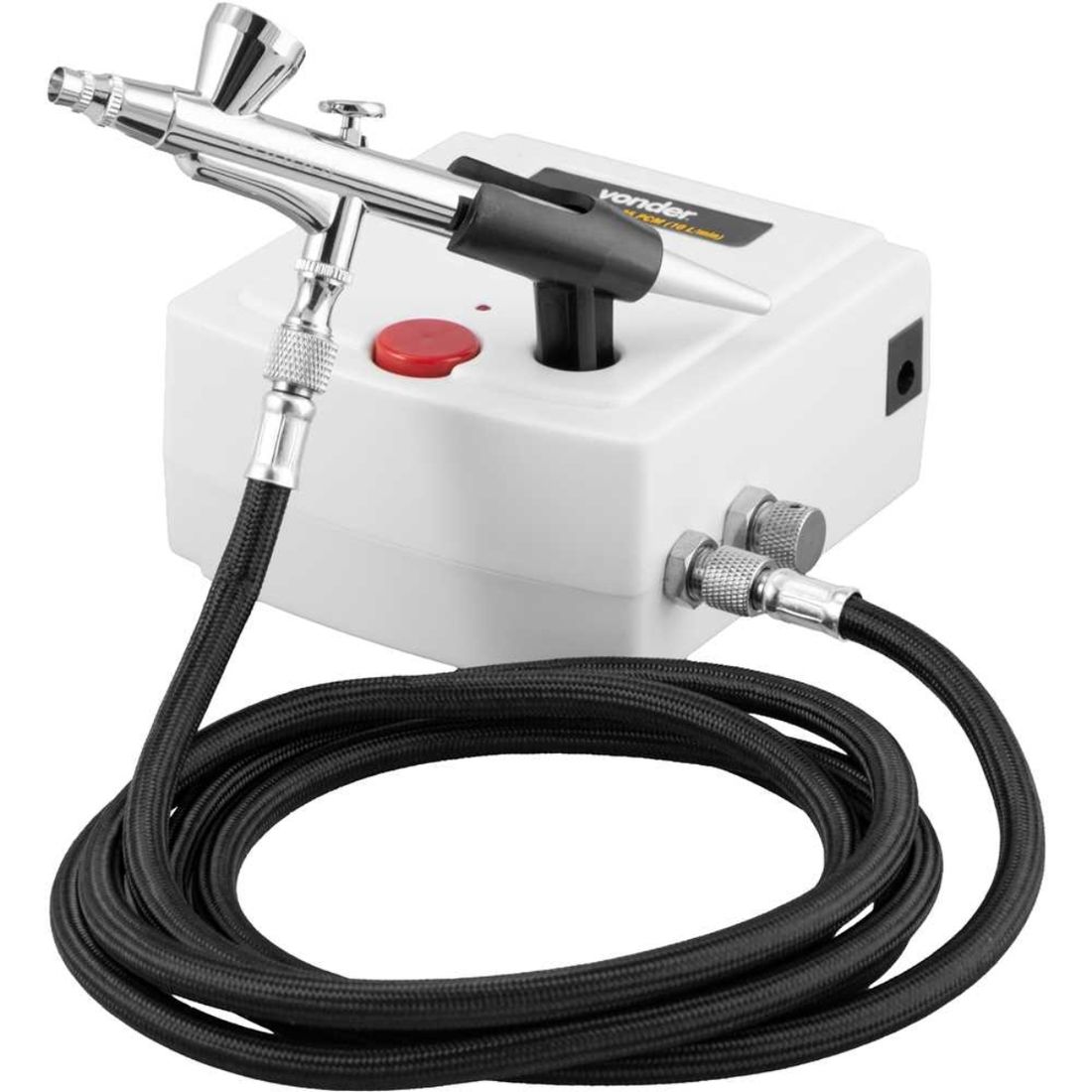 Aerógrafo Com Mini Compressor E 10 Acessórios Vonder