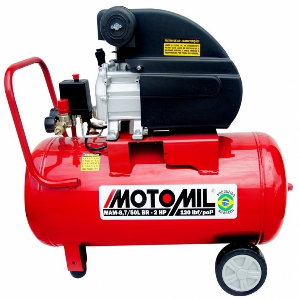 Motocompressor 8,7Pés 50L 120PSI 2HP Monofásico Motomil MAM 8,7/50BR