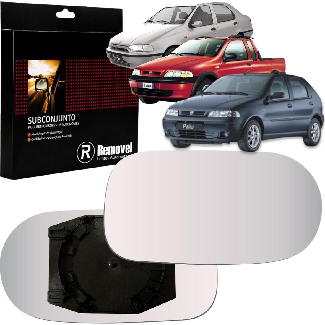 Lente Retrovisor Direito Fiat Palio Strada Siena 2001 A 2004 (Modelo Metagal)