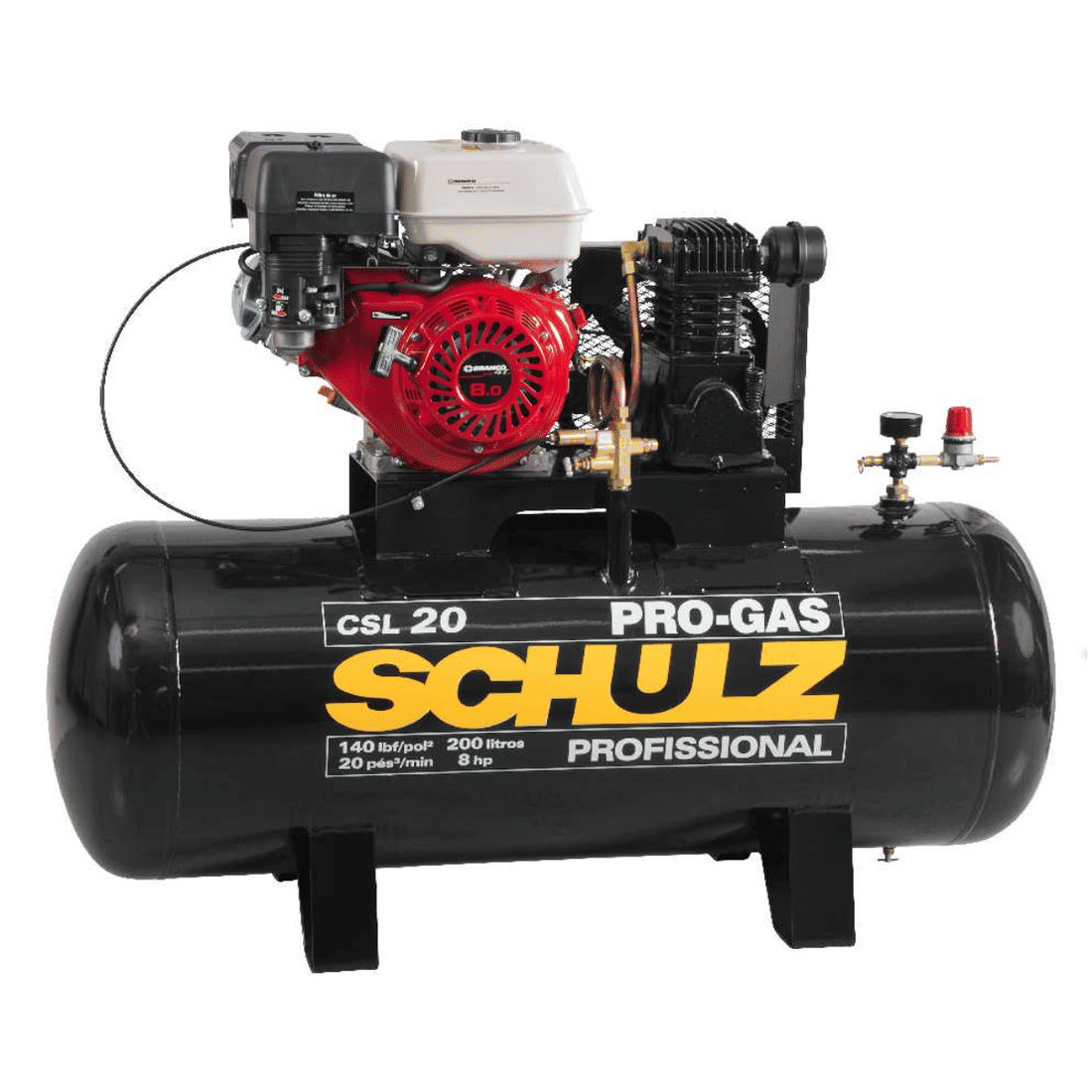 Compressor Ar Schulz 20pés 183L 140PSI 8cv Gasolina CSL20PROGAS/200