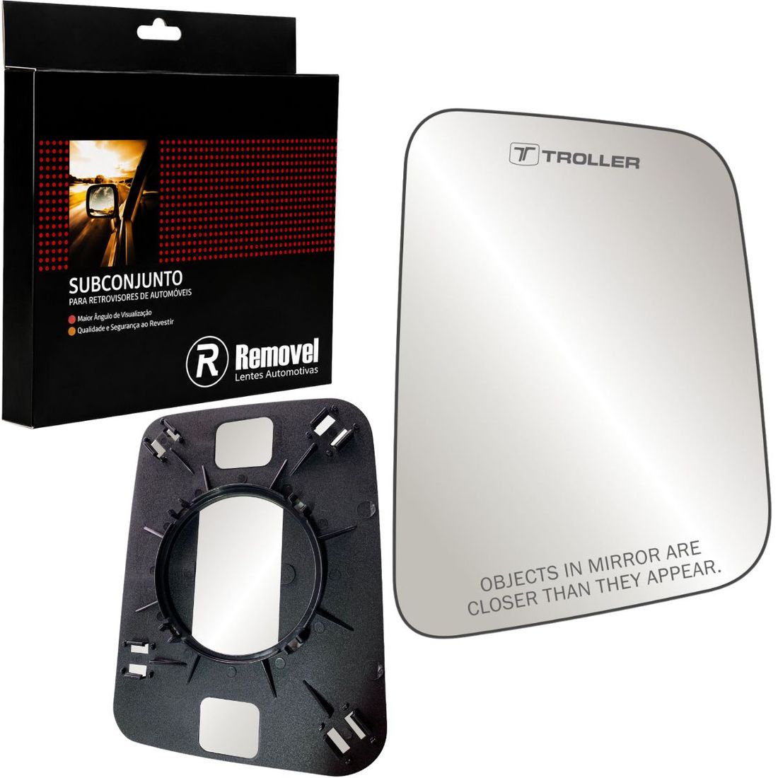 Lente Retrovisor Esquerdo Troller (Canto Redondo)