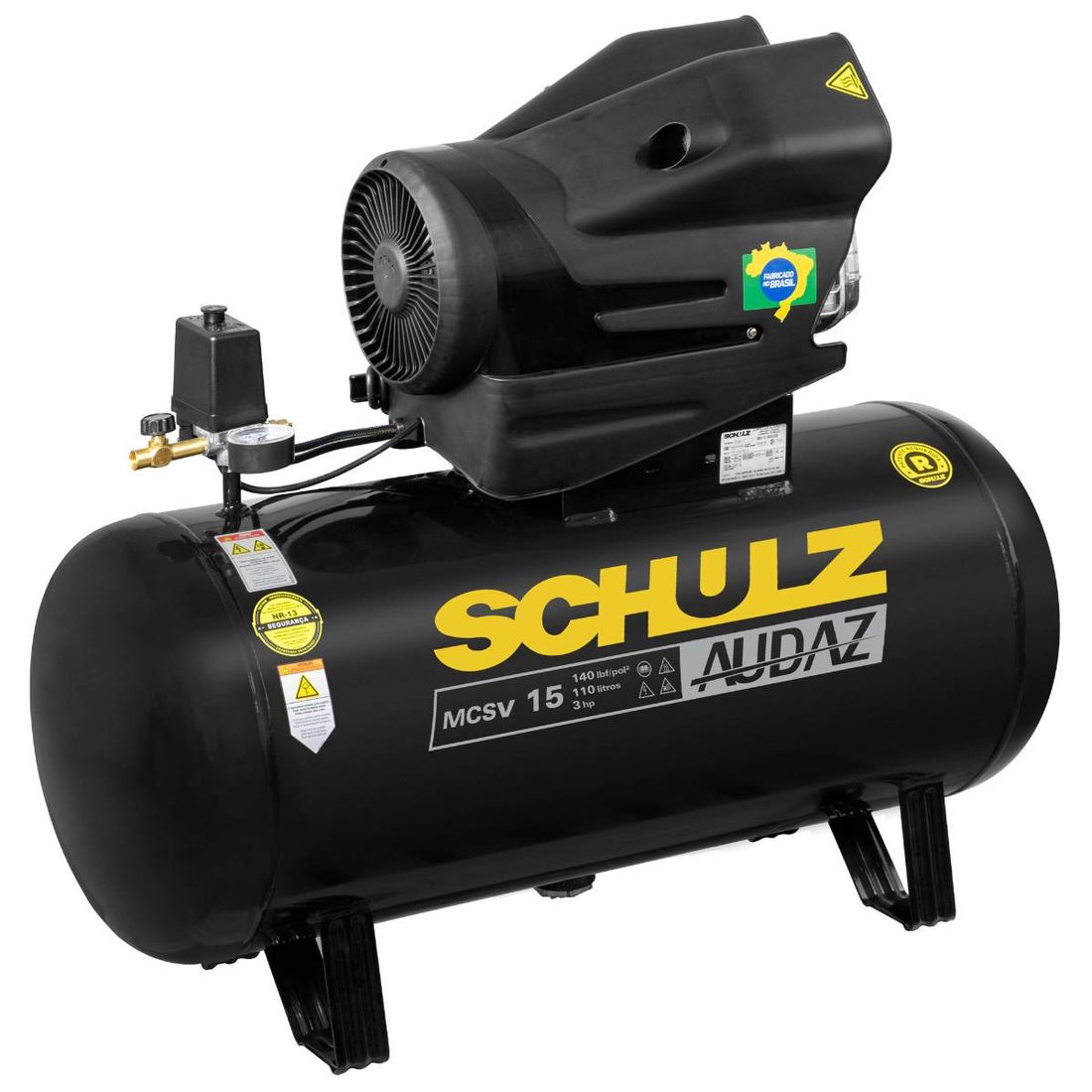 Compressor Ar Schulz Audaz 15pés 110L 140PSI 3Cv 220v Monofásico Compressor Ar Schulz Audaz 15pés 110L 140PSI 3Cv 220v Monofásico