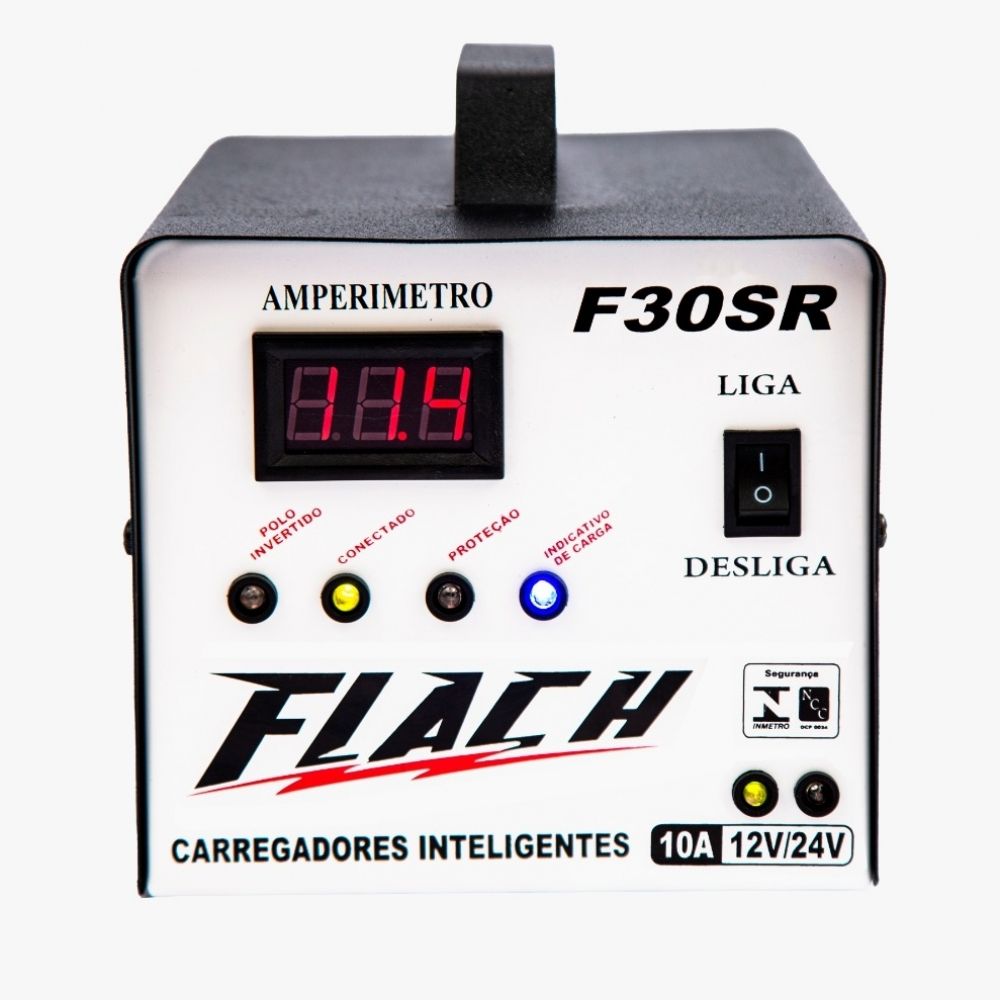 Carregador Inteligente de Baterias 12/24v 10Ah C/Display Flach F30SR