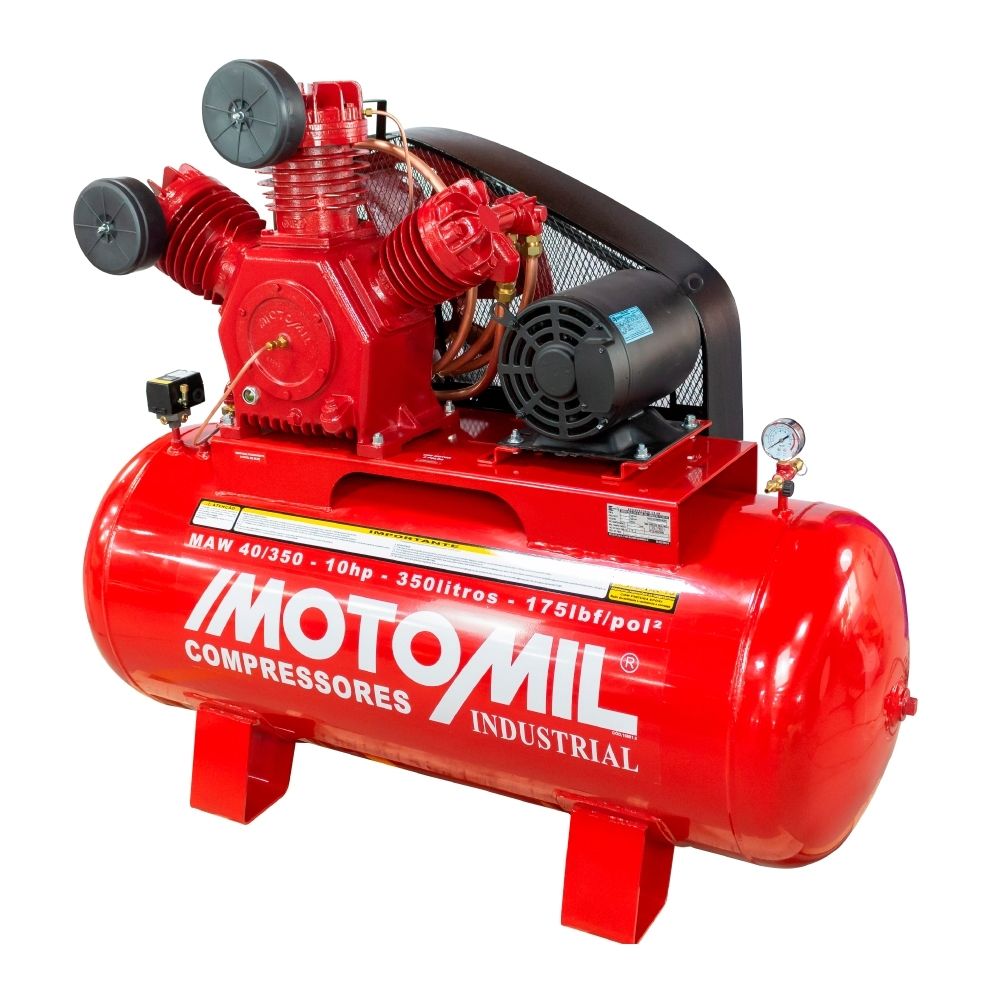 Compressor 40 Pés 350L 175 PSI 10 CV Trifásico Motomil MAW-40/350I
