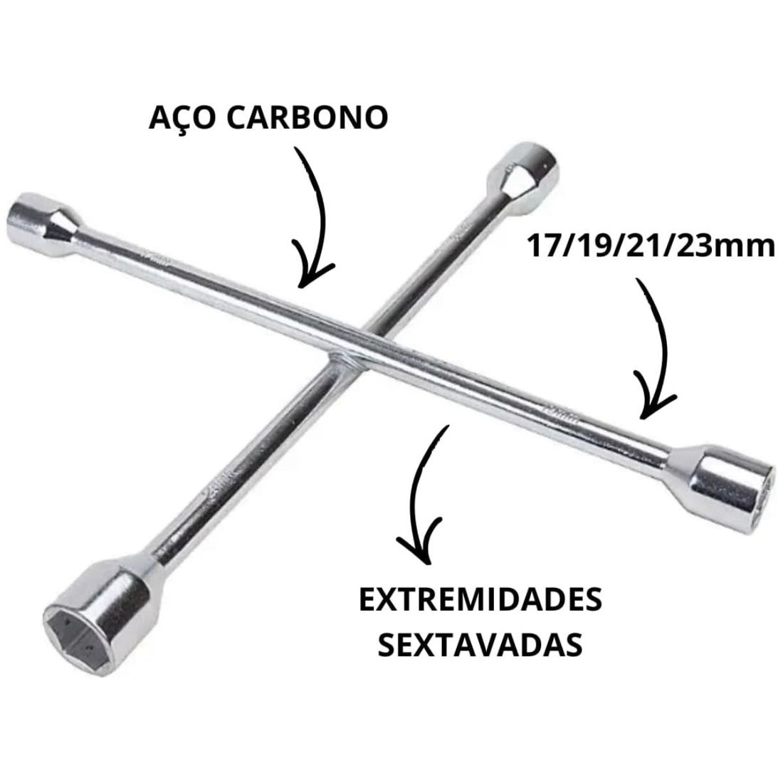 Chave De Roda Tipo Cruz 350mm Com 4 Bocas 17x19x21x23mm SGT