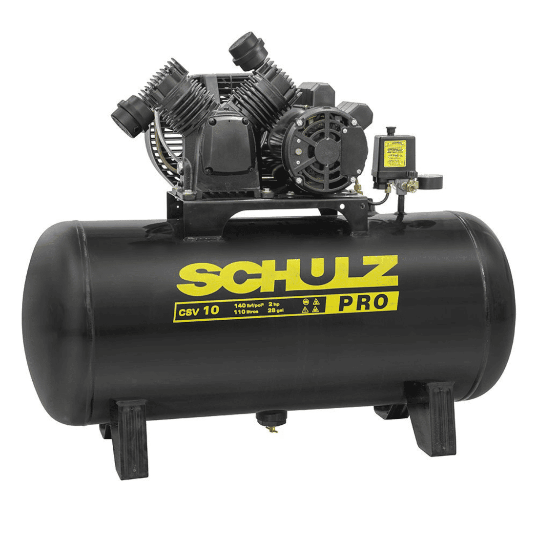 Compressor Ar Schulz PRO 10Pés 110Litros 140PSI 2Cv Trifásico