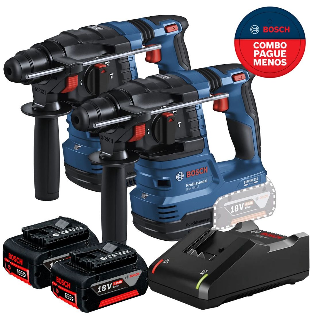 Combo Martelete SDS Bosch Com 2 Baterias 18v 4ah e Carregador